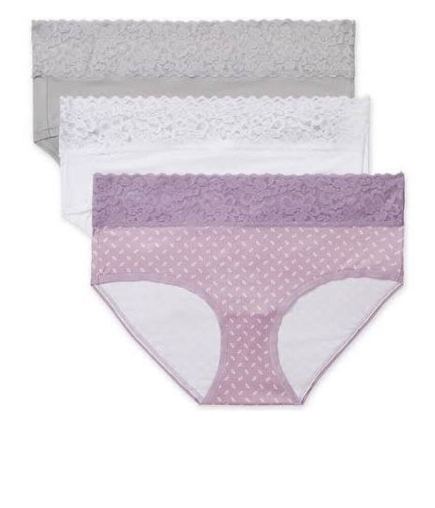 Women Warner’s Ultra Soft Hipster Lace Waist Lace 3 Panty 3XL/10 Assorted New