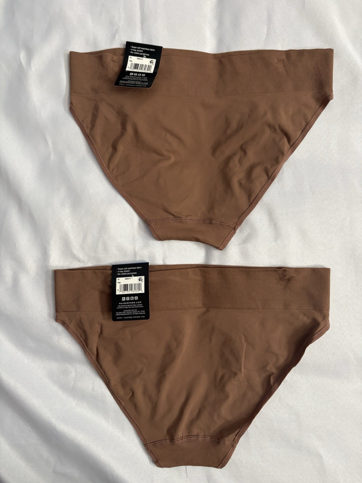 NEW Maidenform Seamless High Leg Bikini Brown Women’s Size XLarge 2 Pair DM2317