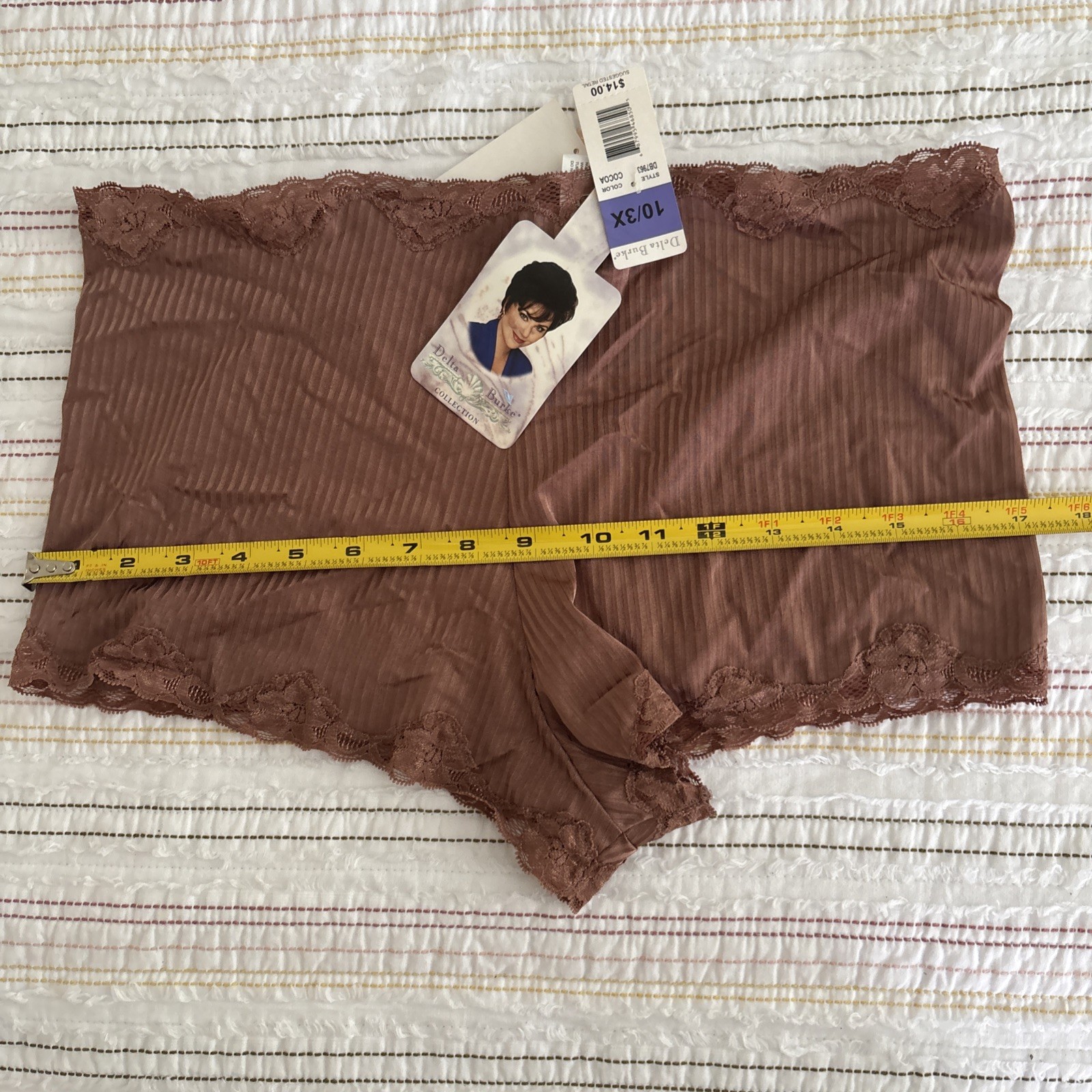 VTG NWT Delta Burke Womens Lace Hipster Panties Brown Size 10 3X