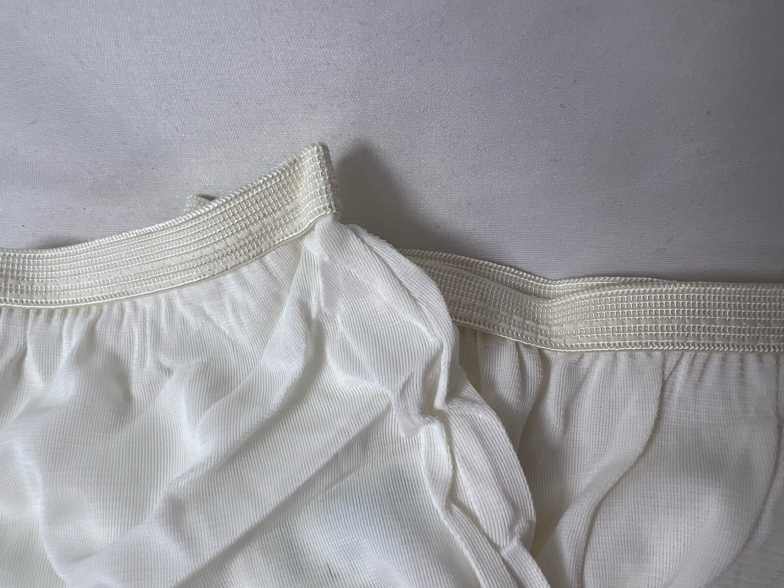 2 NEW Vtg White Womens Large Spun-Lo Tricot Acetate Brief Full Panties Band Leg