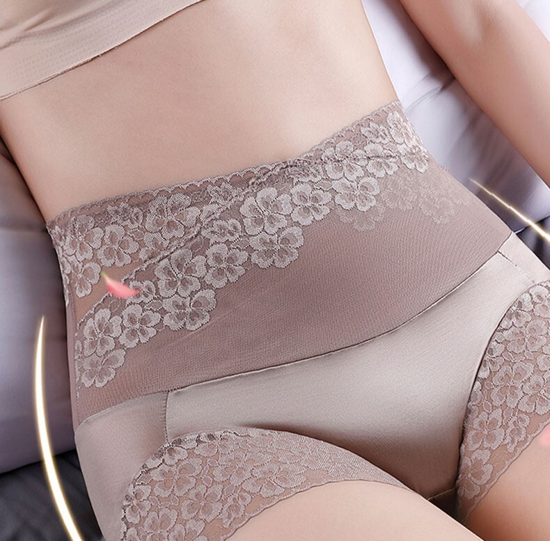 Women High Waisted Briefs Tummy Control Girdles Lace Shaper Panties Briefs