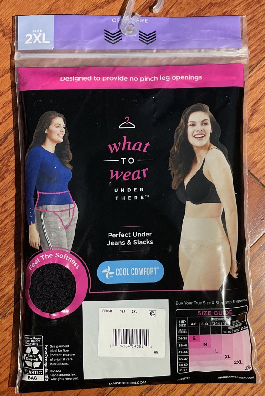 Womens Thong Panty Maidenform Flexees Black Firm Size 2XL