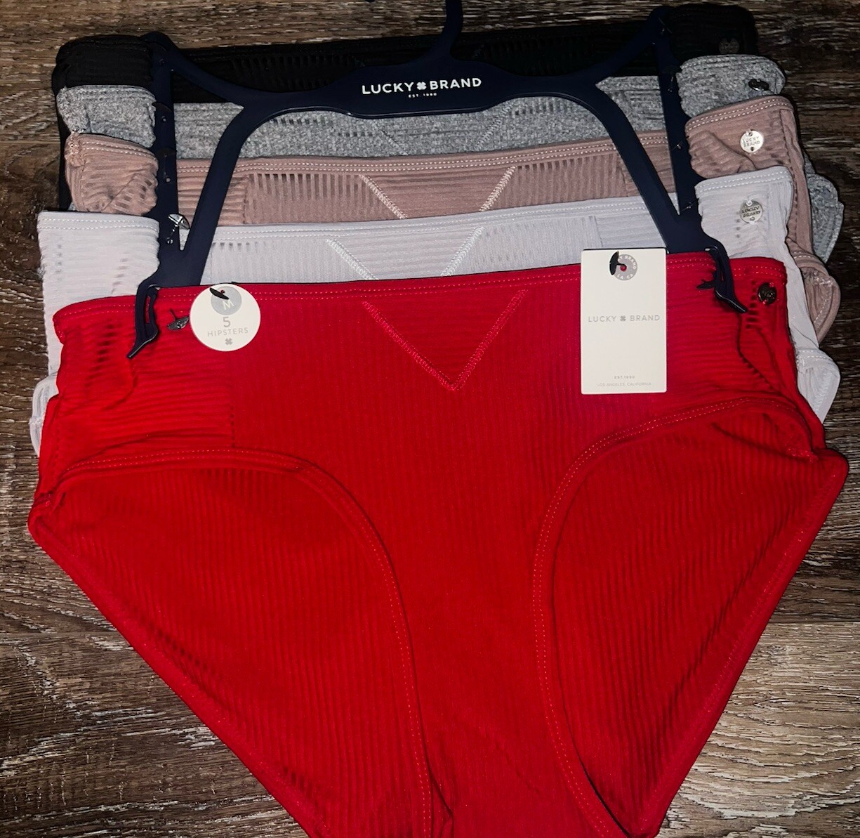 Lucky Brand Womens Hipster Underwear Panties Polyester Blend 5-Pair (A) ~ M