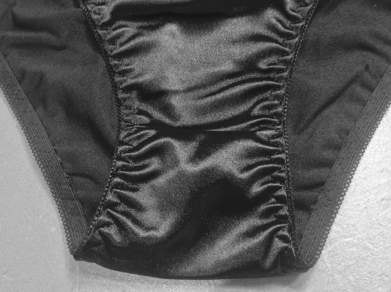 Women Panties Bikinis GRACE Size S. Black Nylon Satin W/Decoration Elastic