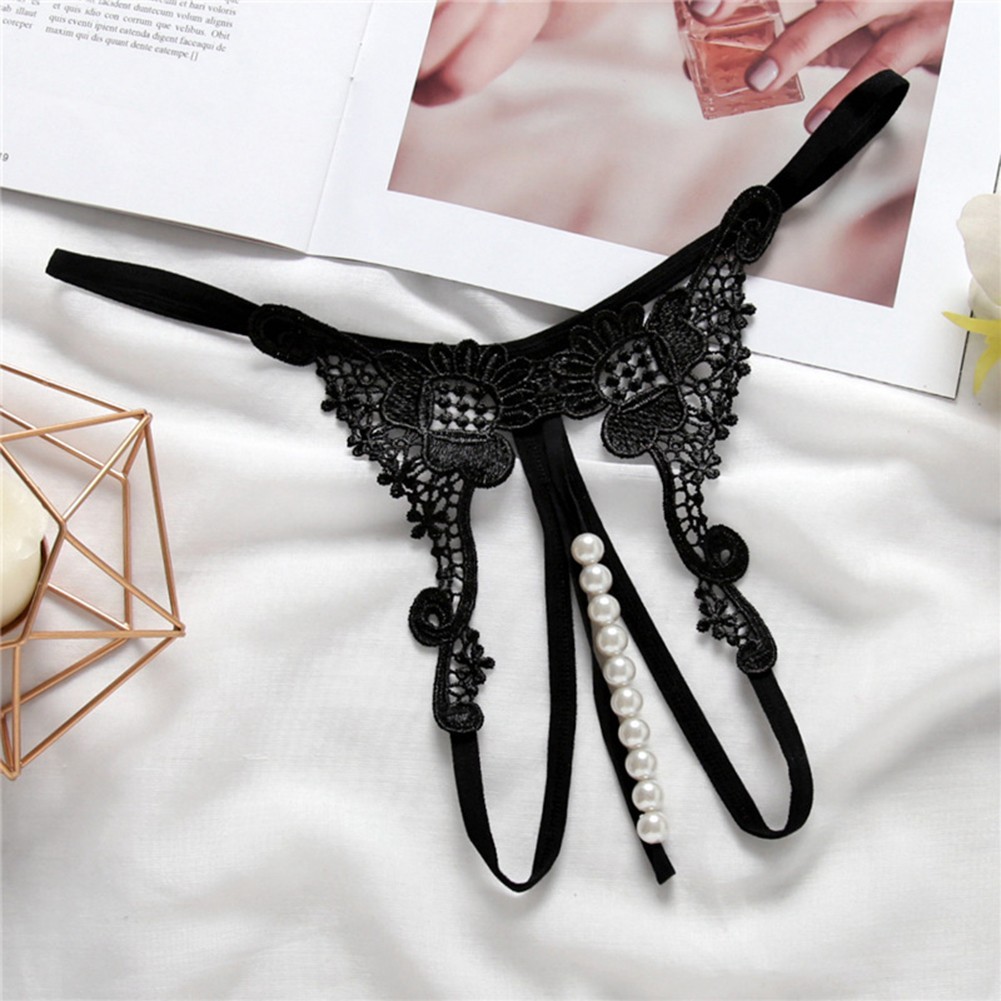 Embroidered Triangle Pants Hollow Pearl Thong Average Size Low Waisted Thong