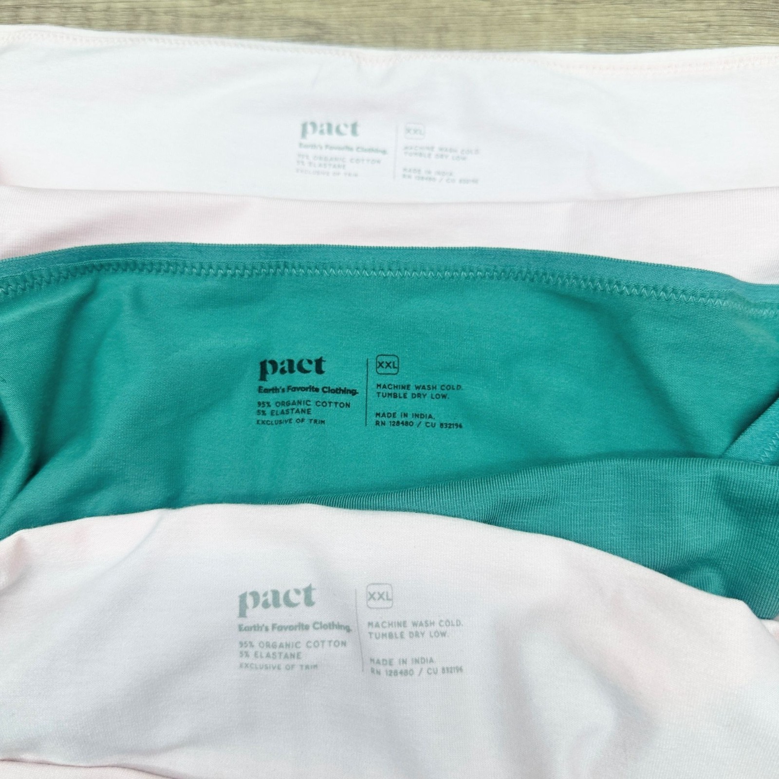 Pact Women’s Organic Cotton Brief Panties 3 Pack XXL Pink Green Underwear