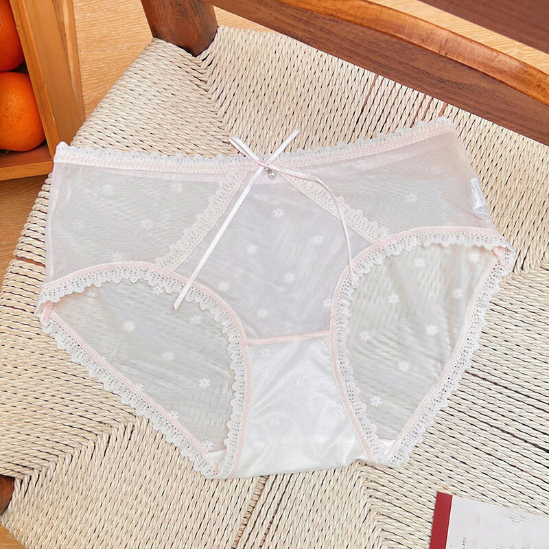 Womens Girls Sweet Lace Panties Briefs Sheer Transparent Underwear Underpants