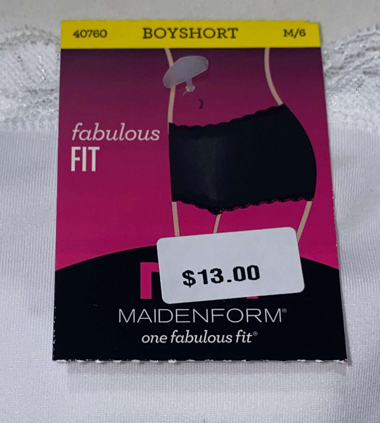 MAIDENFORM Fabulous Fit Classic Lace Trim White Boyshort Panty Womens S 5 XL 2XL