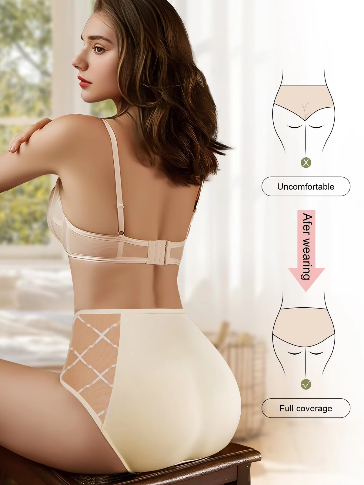 4 Pack Female Ice Silk Panties Full Briefs Set Sexy High Waist Women’s Panties
