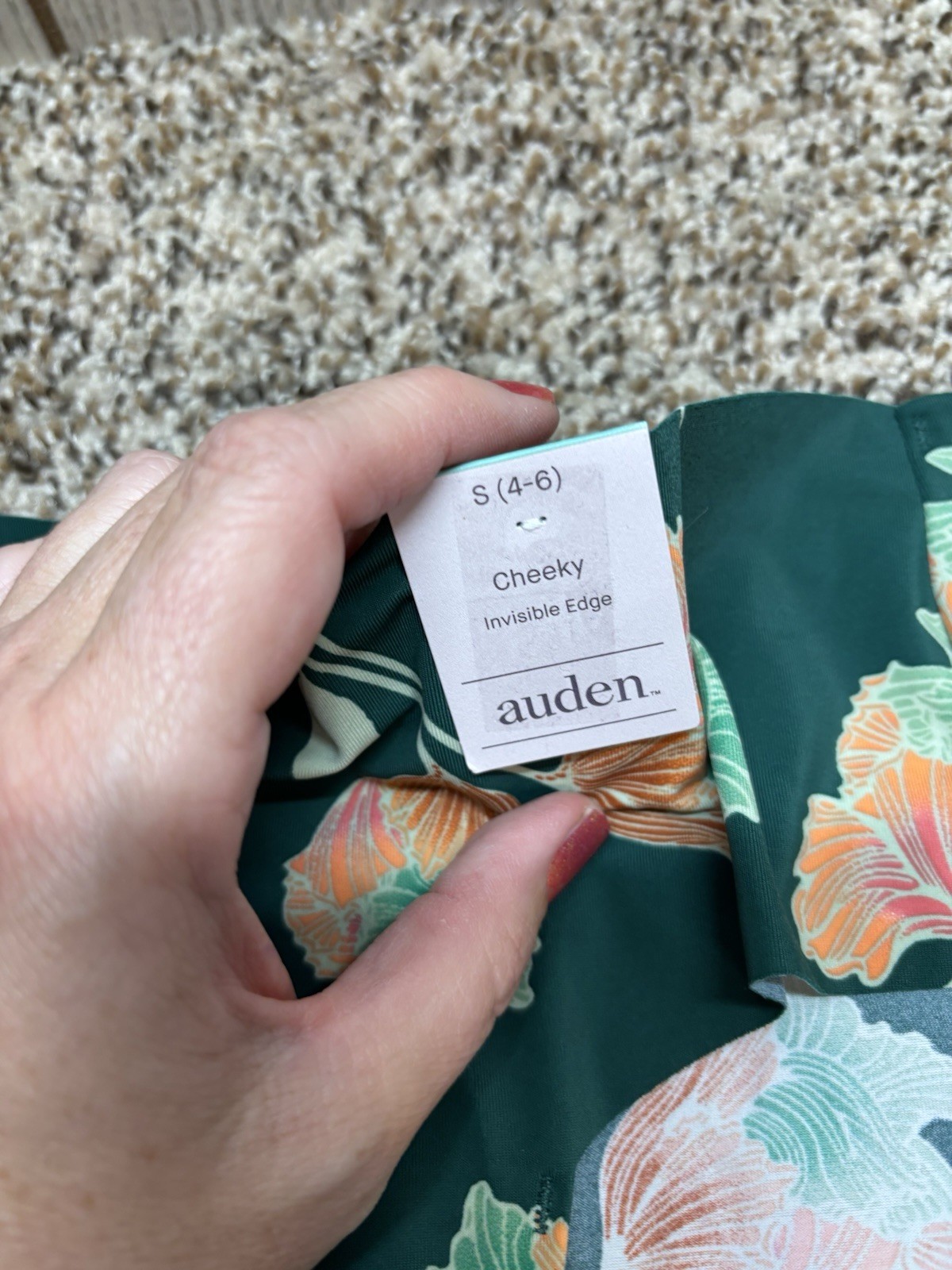 Auden Green Invisible Edge Cheeky Panty. Size: S (4-6).