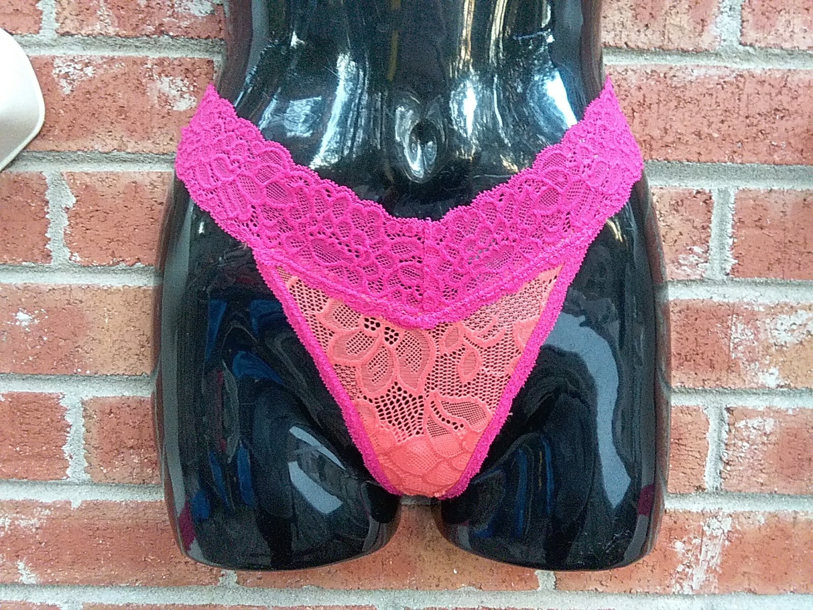 Vtg 90’s Pink & Peach Lace Thong Panties “NEW” FAMOUS MAKER No Tags 3pr XL *READ
