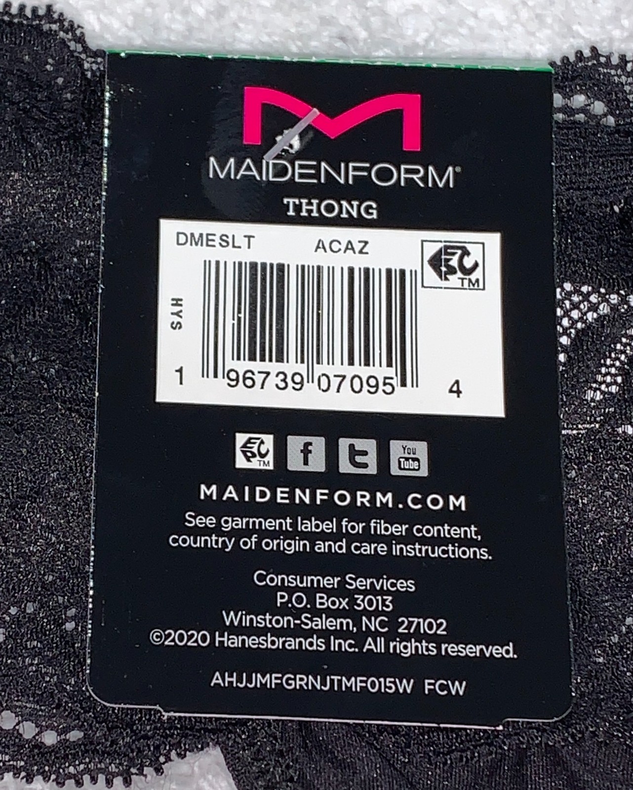 MAIDENFORM Sexy Must Haves Luxurious Bloom Lace Black Thong Panty Womens S 5 L 7