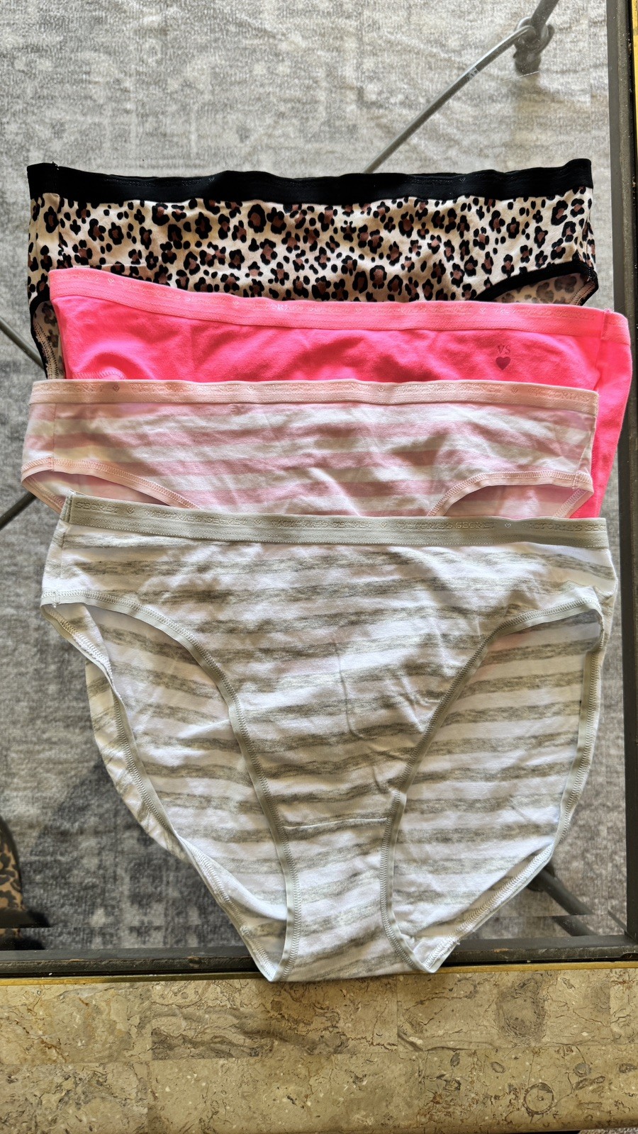 New Lot 4 Vintage Victoria Secret Cotton Signature Waistband Rio Brief Panties L