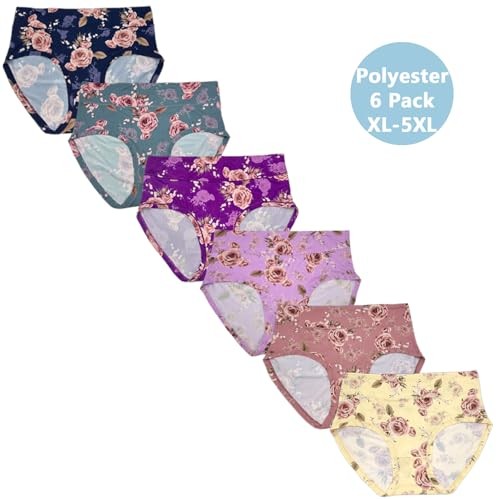 Womens Underwear XL-5XL Plus Size Ladies Panties 4X-Large Rose Floral Panties