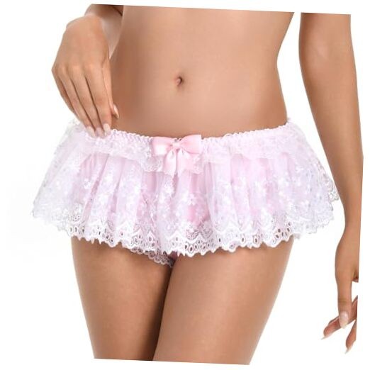 Sissy Vintage Tulle Lace Knickers Briefs Lingerie Underwear Medium Baby Pink