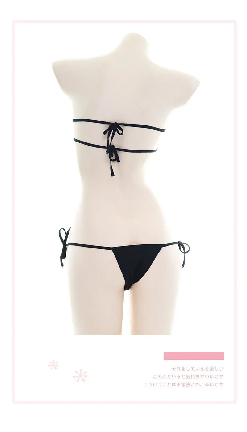 Women Japanese Sexy Lingerie Lolita Kawaii Heart Bandage Anime Cosplay Mini Biki