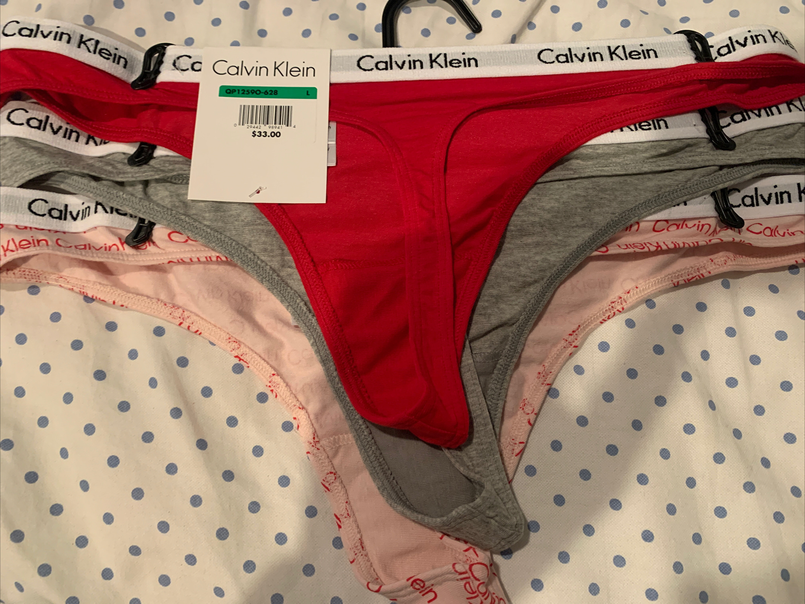 WOMENS SIZE MEDIUM CALVIN KLEIN THONG UNDERWEAR 3 PAIR BROWN PINK GRAY RED