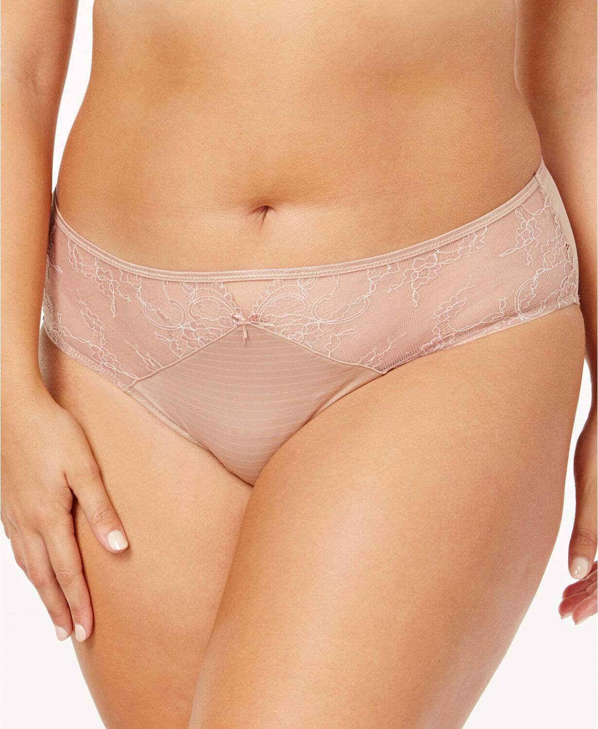Ashley Graham Plus Size Front-Keyhole Lace Panty Beige 1X NWT! $30