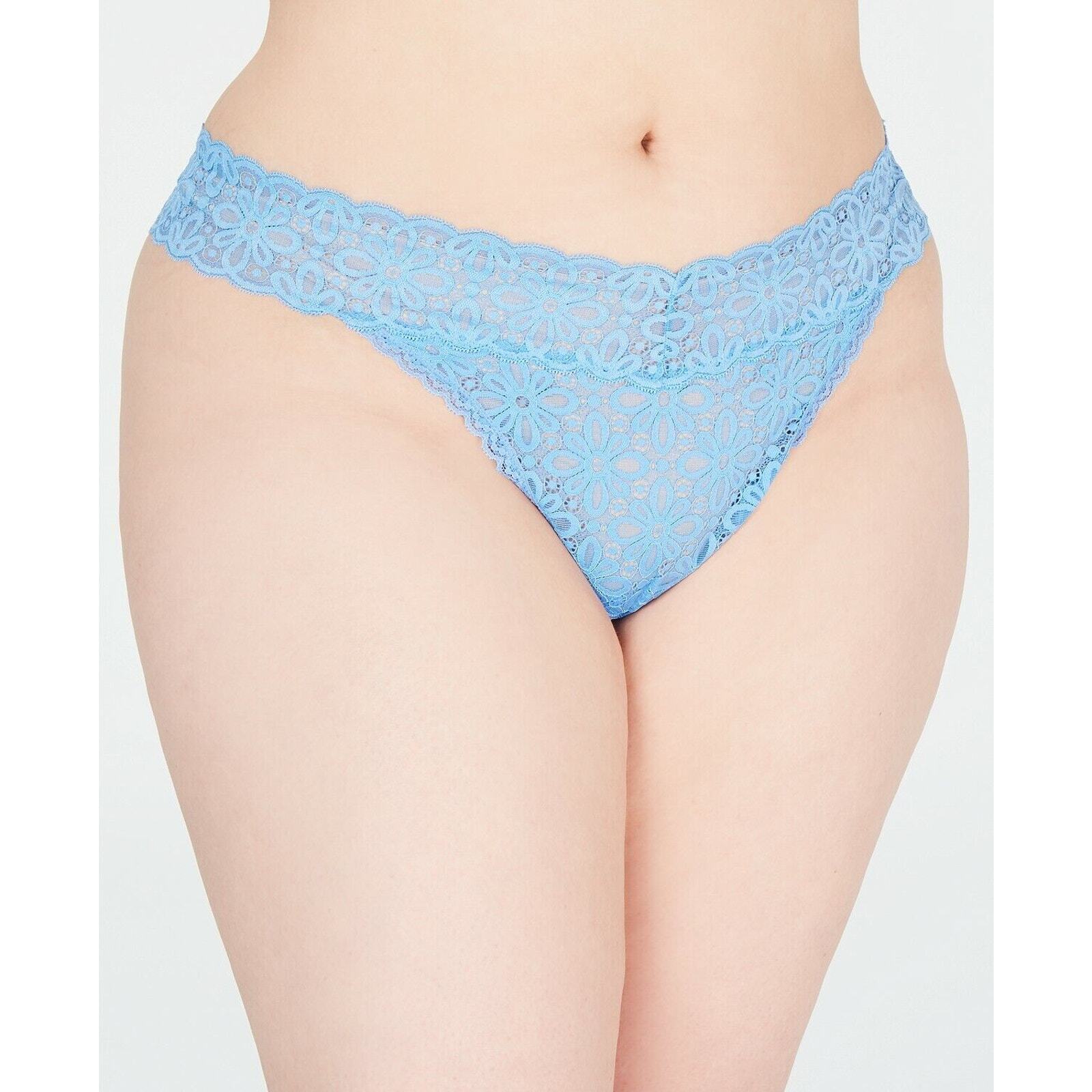 Jenni Plus Women’s Lace Thong Underwear, Blue, O/S S-XXL