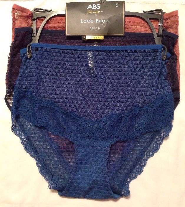 ABS Allen Schwartz Lace Brief Panties, Size Small, Pack Of 3, NWT