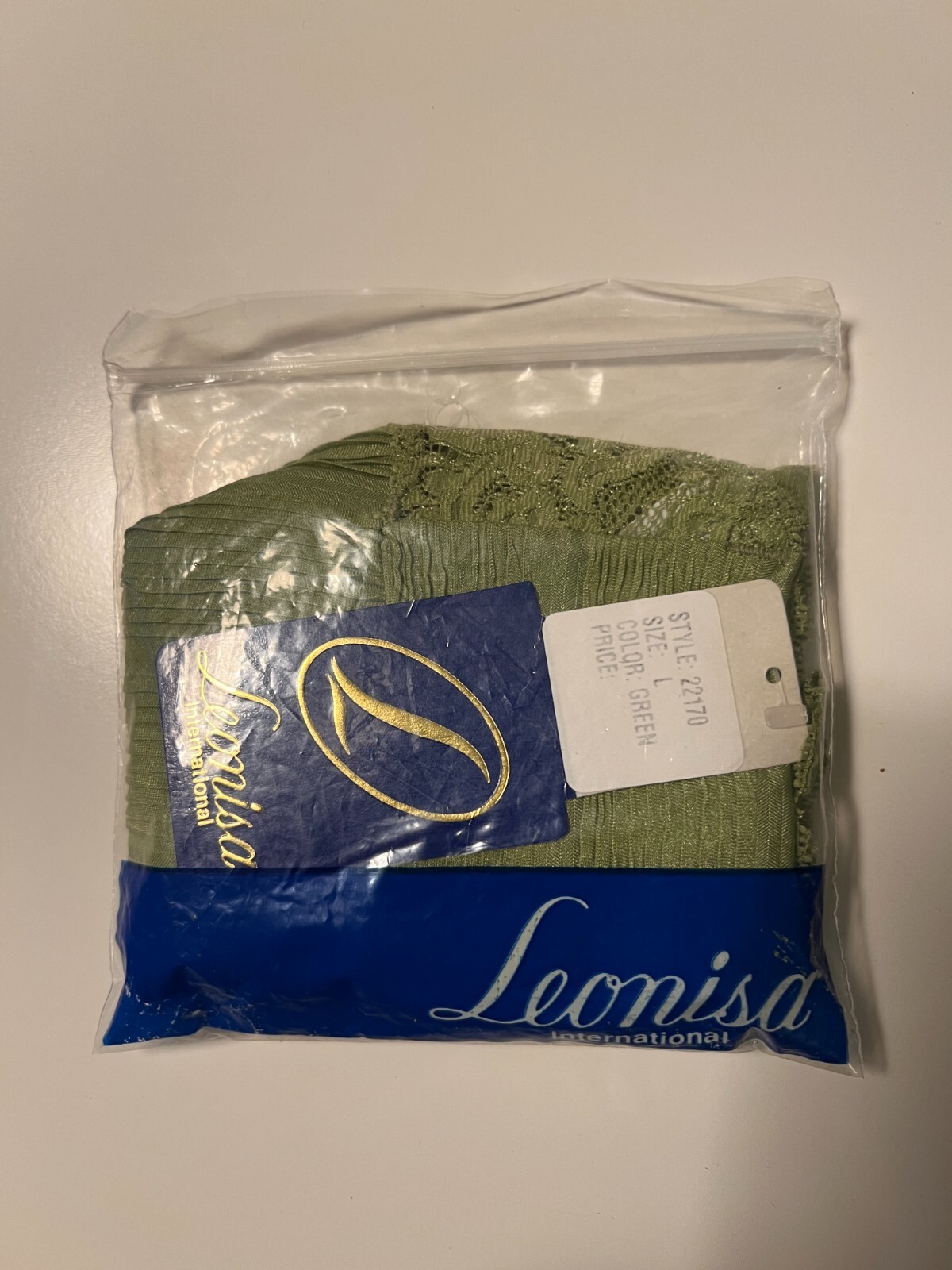 LEONISA GREEN LACE CLASSIC BRIEF PANTIES SIZE L Style 22170 NWT