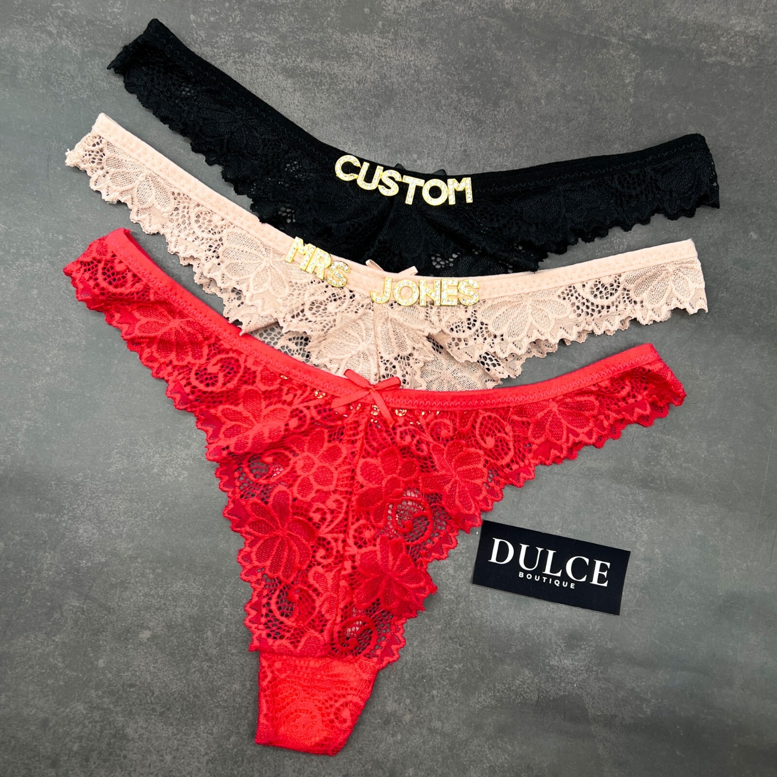 Custom Name Thong Sexy Panties With Crystal Letter Lingerie Custom Underwear