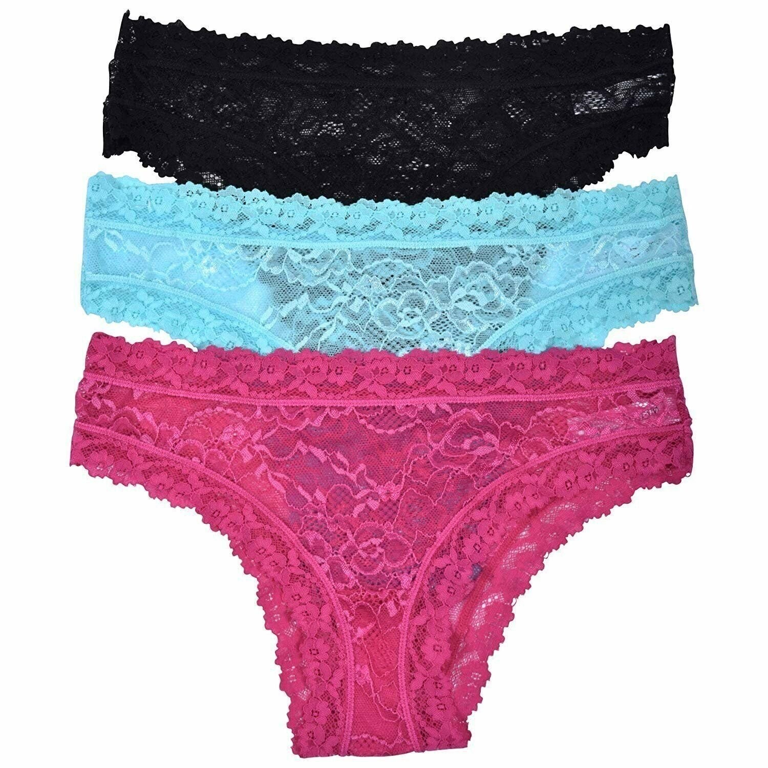 Elle Women’s Lace Tanga Panties – Premium Quality 6-Pack 100% Nylon with Lace…
