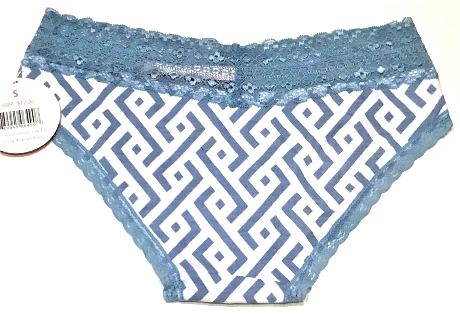 large – NWT Splendies blue and white cotton bikini panty $12 tag (d242)