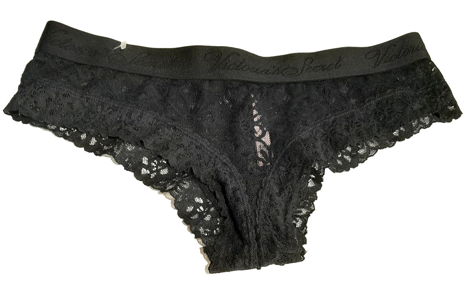 Victoria’s Secret Panty Womens M Black Cheeky High Cut Semi Sheer Mesh Lace