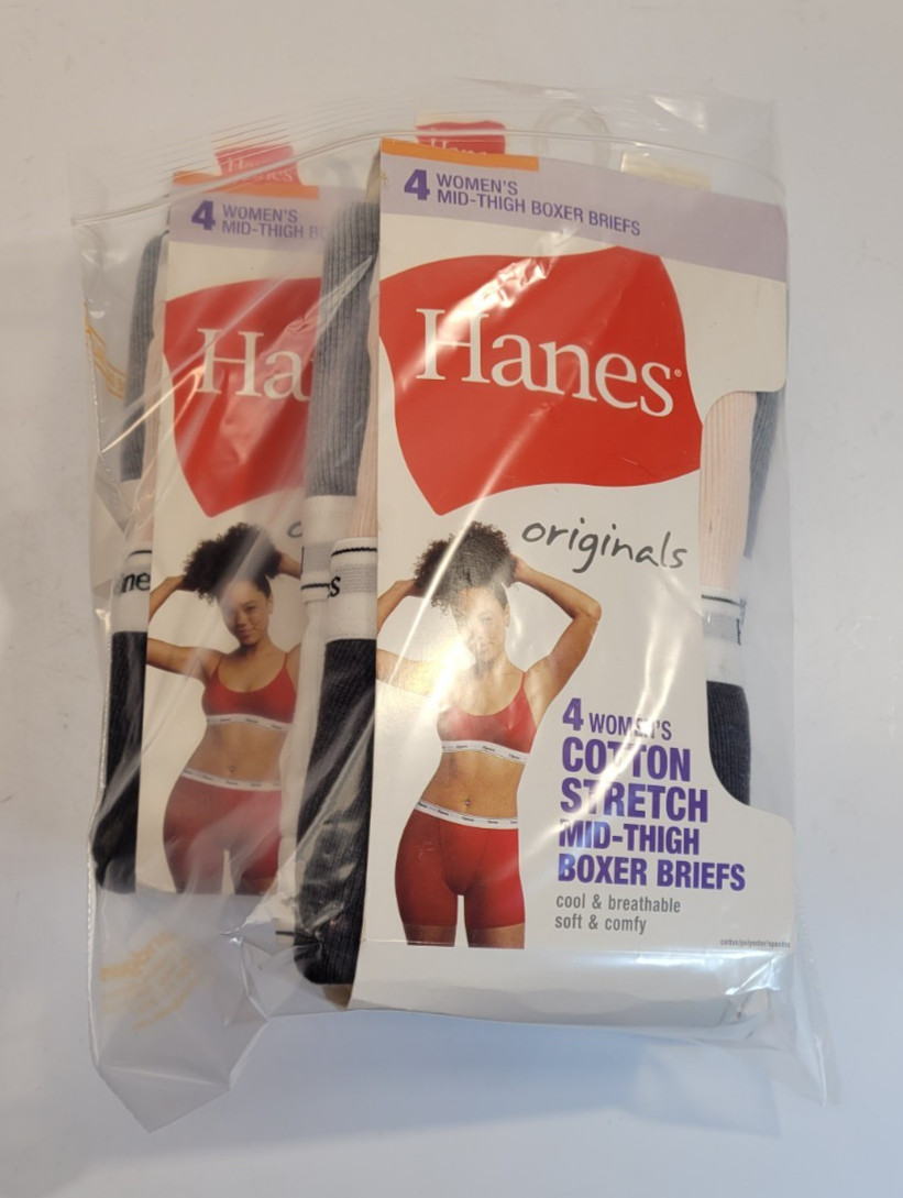 2pack Hanes Originals Women’s Mid-Thigh Boxer Brief Underwear Breathable Stretch