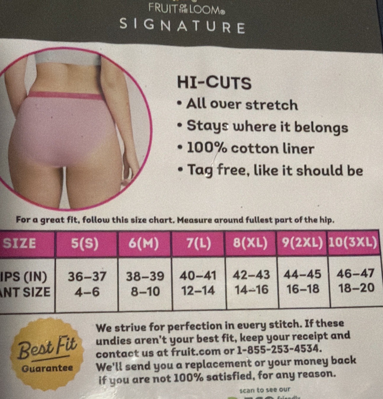 Fruit Of The Loom Signature Women’s Energize Hi-Cut Panties stretch 6/M NWT