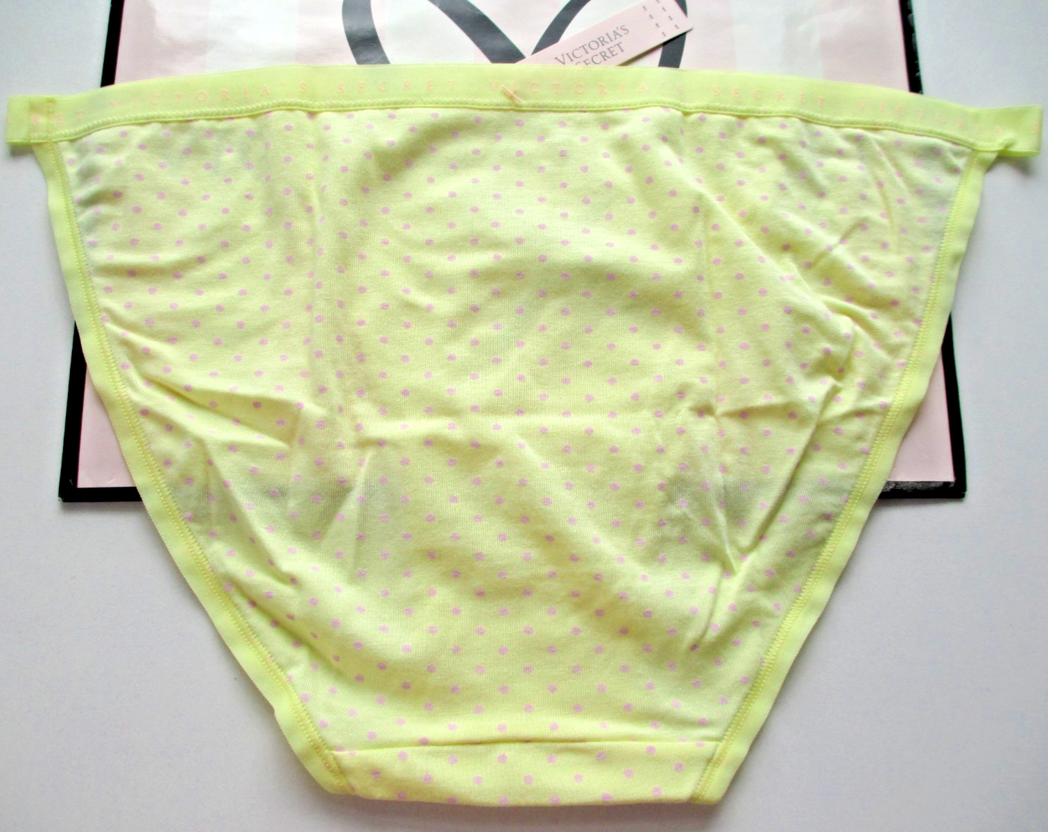 VICTORIA’S SECRET Cotton String Bikini Panty S M L XL Yellow NWT Polka Dot VS
