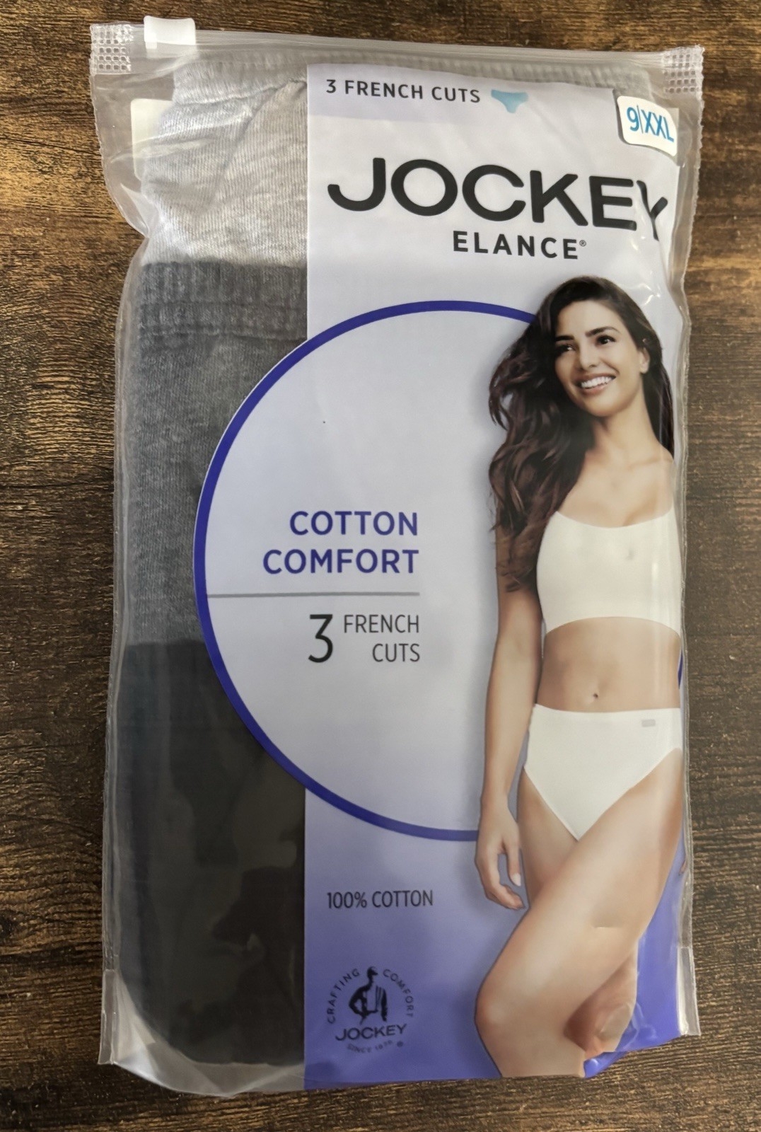 Women’s Size 8 or 2XL Jockey Elance 3-Pack Comfort French Cut Panty 100% Cotton