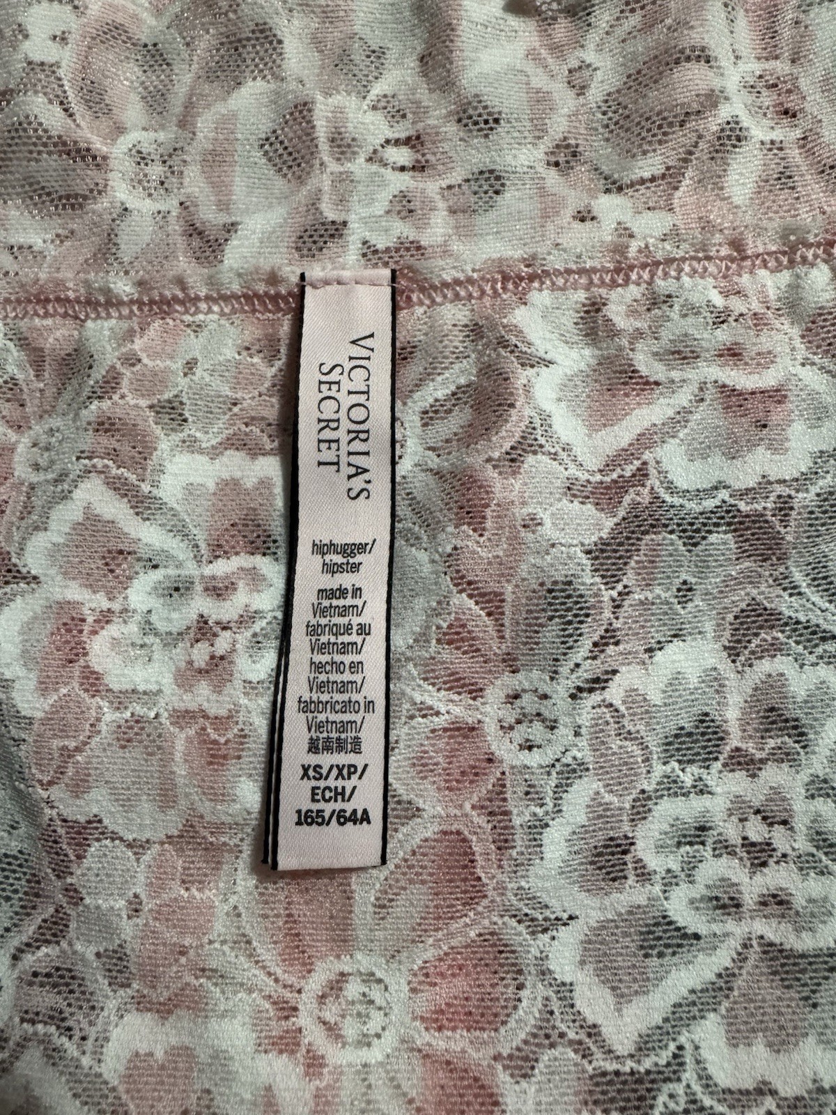 Victoria’s Secret Hipster Lace Panties Floral Pink/White XS Stretch Lined