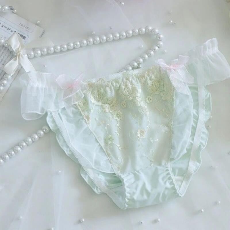 Japanese Ladies Underwear Embroidered Flower Cute Bow Ruffled Princess Briefs