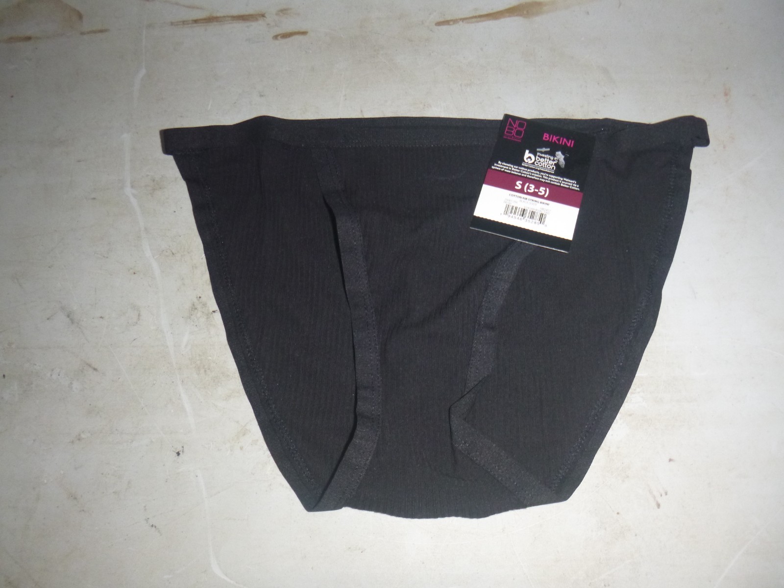 NWT No Boundaries Underwear Cotton Rib String BIKINI SMALL (3-5) Black Soot