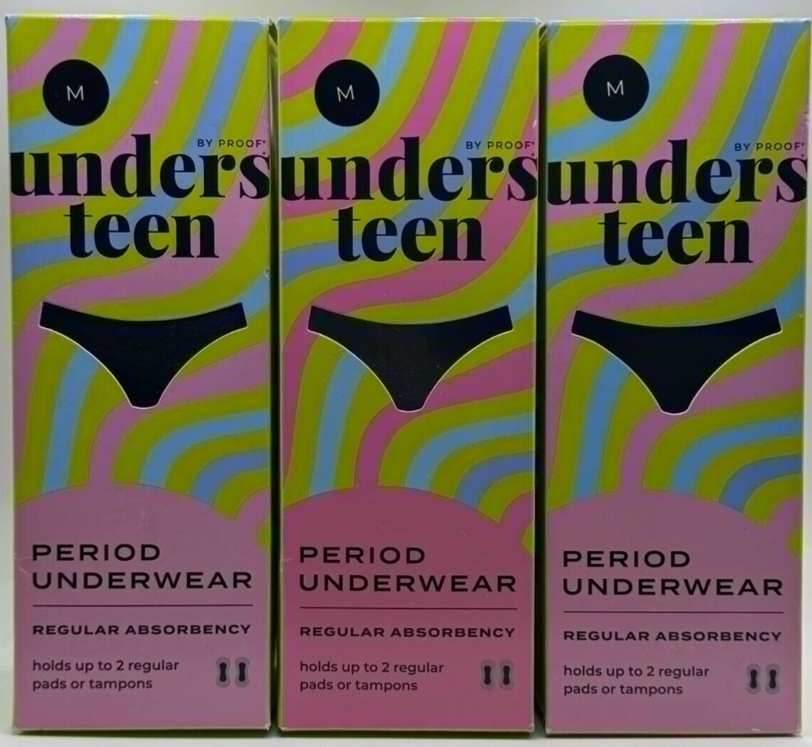 3PK Unders Teen By Proof Period Underwear ~ Medium ~ Black ~ NEW ~ FAST SHIP