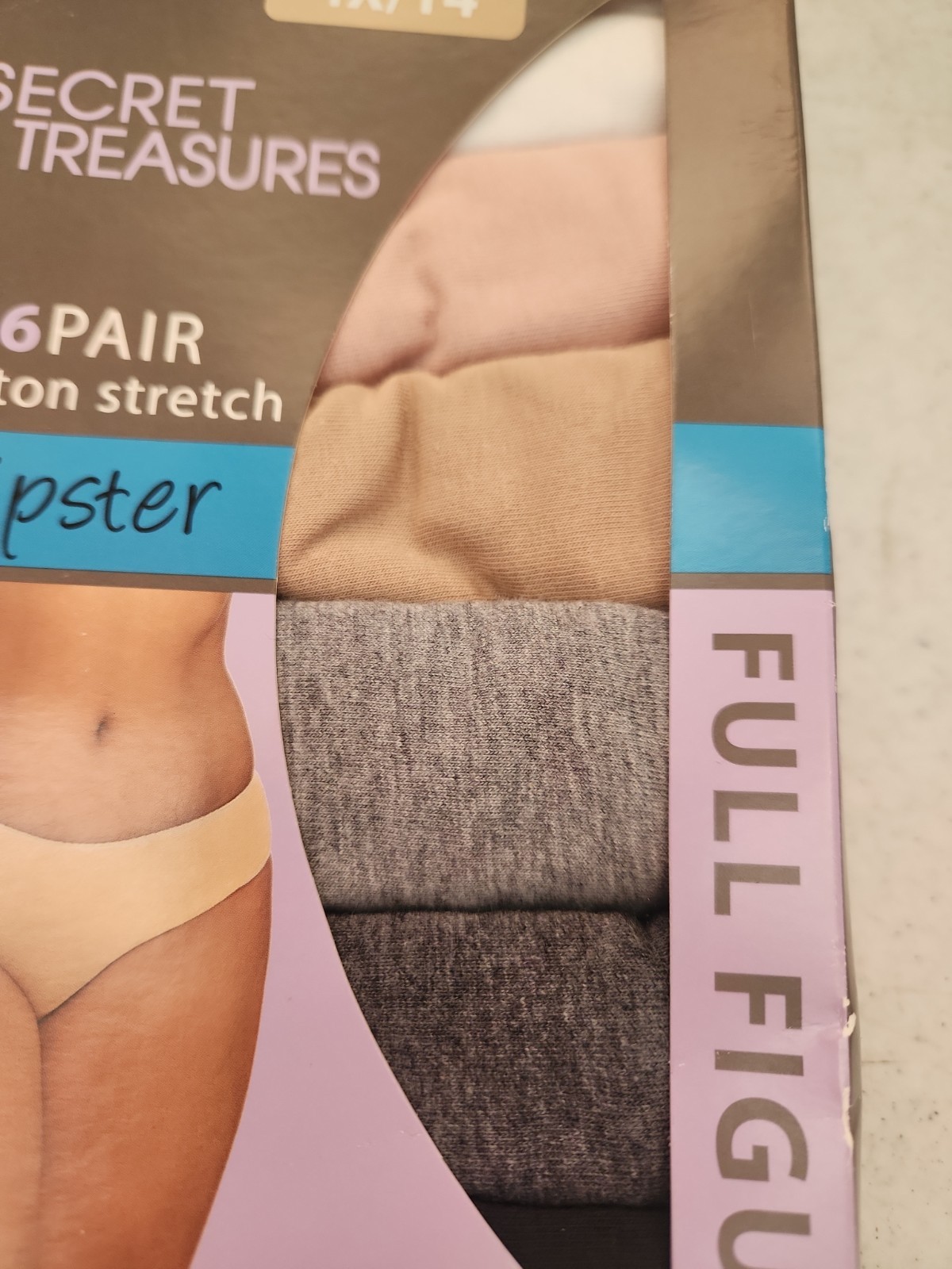 Secret Treasures HIPSTER Panties 4X/14 Cotton Stretch 6 Pair Underwear