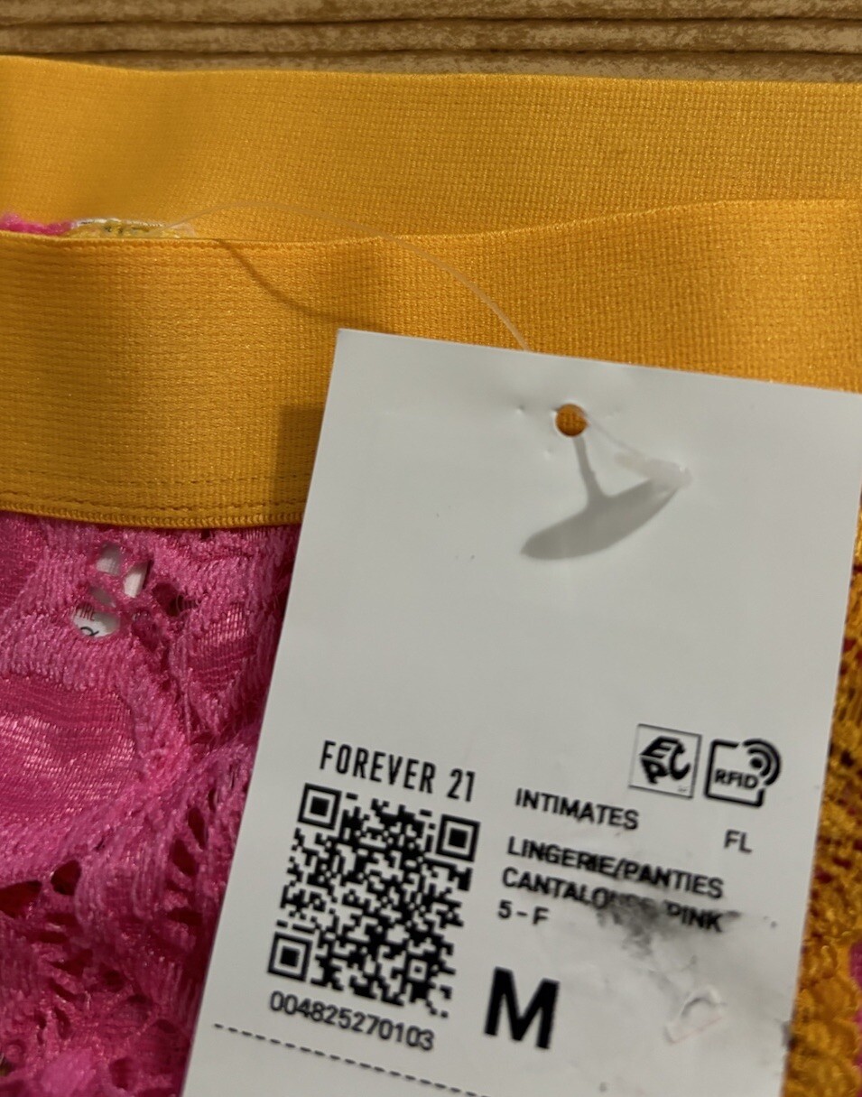 Forever 21 Intimates Contrast Lace (Cantaloupe/Pink) Bikini Panty Size M (NWT)