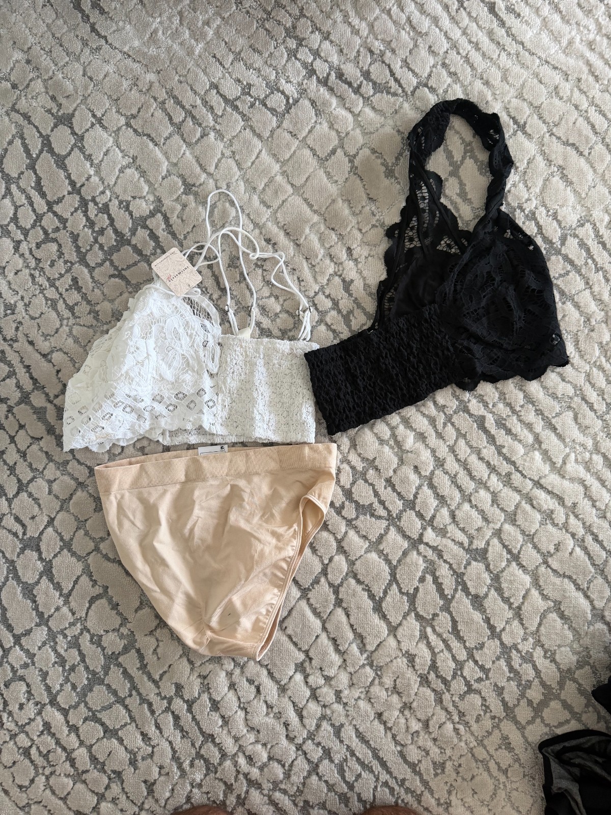 NWT Lot of 3 Lace Bralettes & Seamless Panties Boho Lounge Set Top Underwear