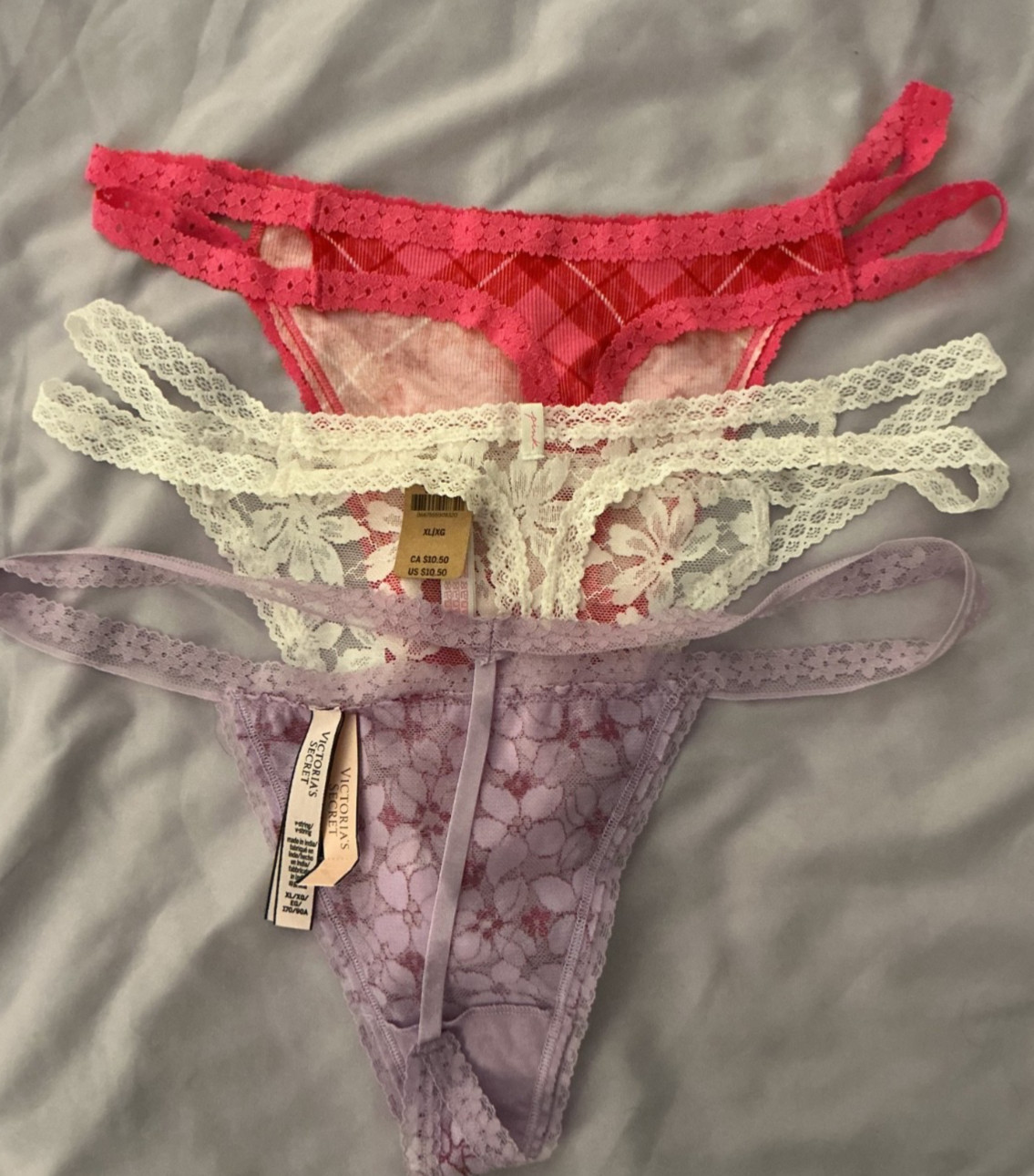 Victoria’s Secret Pink Multi-Color Strappy Thong Panties 3 pack XL (GH401-3)