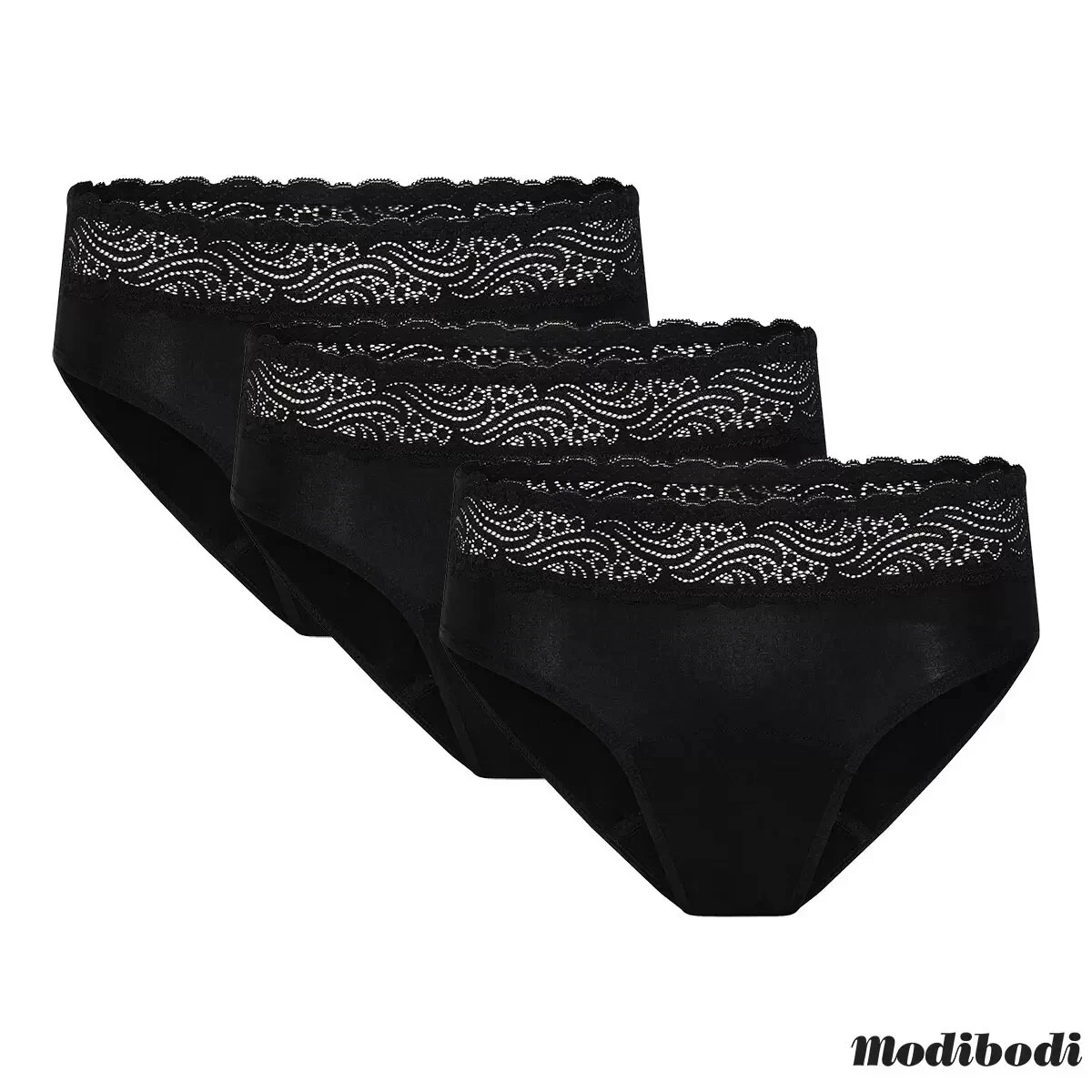 Modibodi Sensual Hi Waist Bikini 3 Pack Period Pants Black UK 12 Mixed