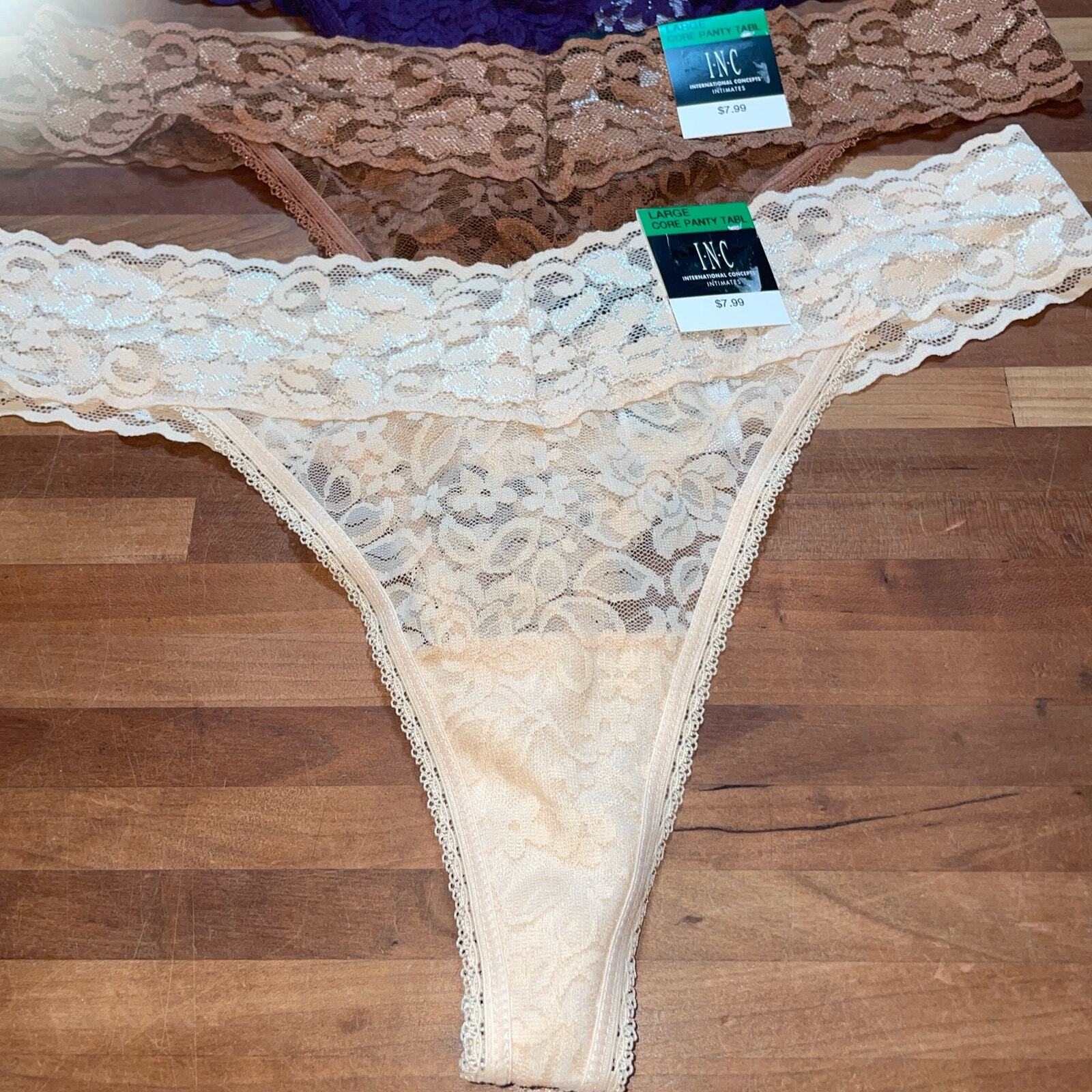 I.n.c. Lace Thong Underwear panty pack set of 4 large
