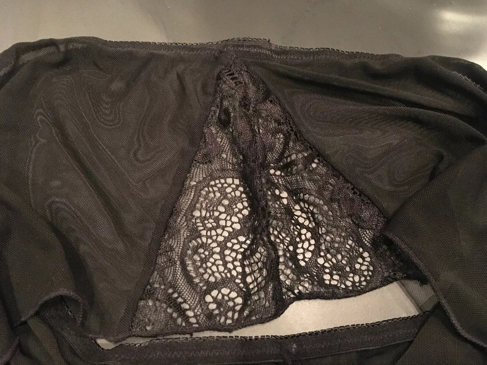 Avid Love XL Sheer Black Hip Hugger Bikini Panties W Lace Sides