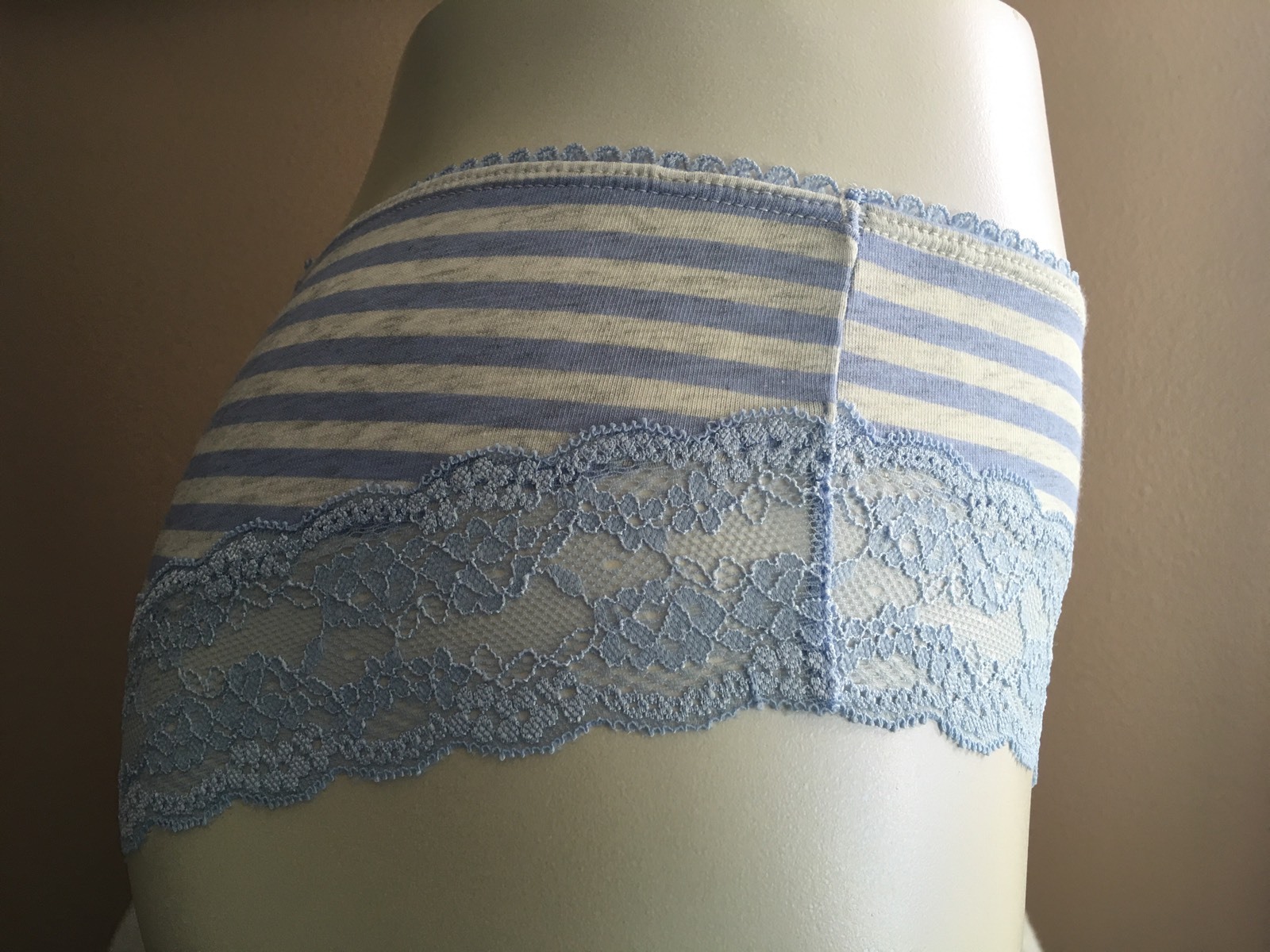 SO Lace-Trim Leg Cheeky Panty 450 Blue Striped Dots SI322141 Sz.S,XL #10
