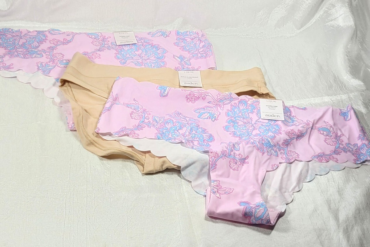 3 Pairs Women’s Auden Invisible Edge & 4-Way Stretch Panties – Size Large 12/14
