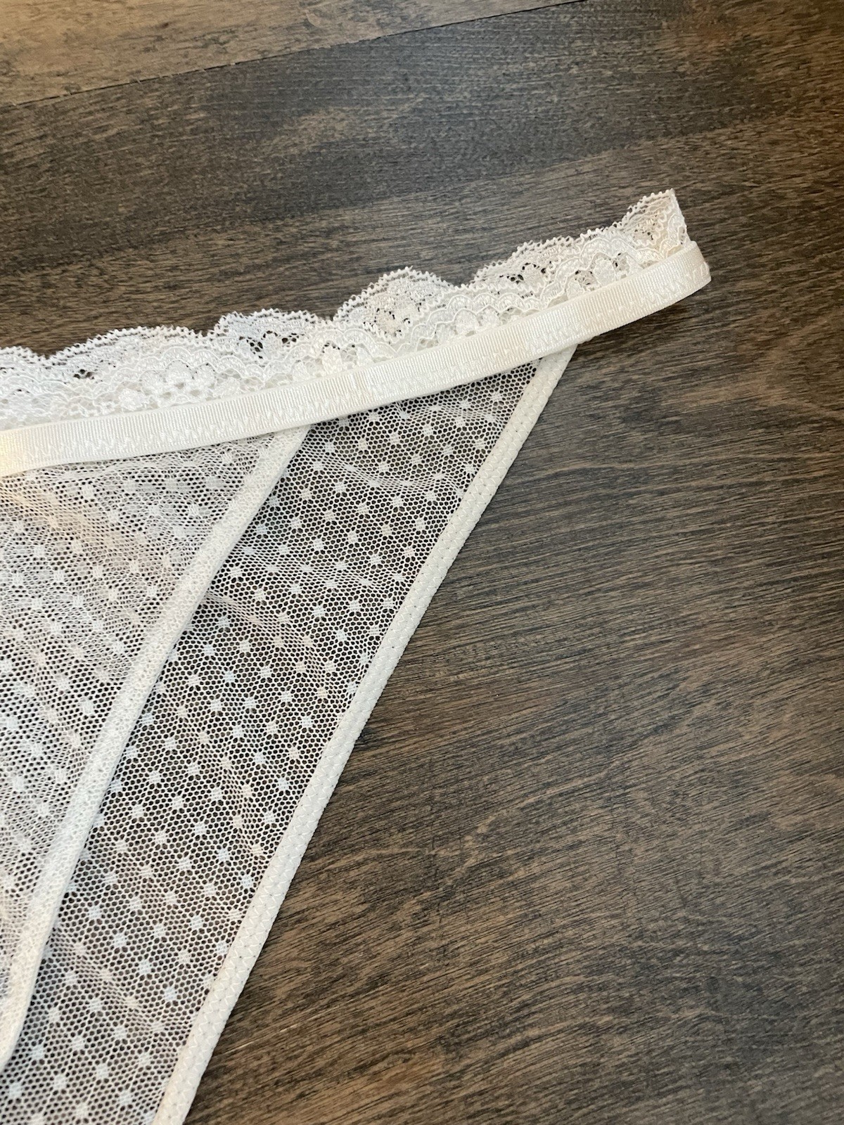 Free People Intimately White Ivory Mesh Dot Lace Bikini Panties Underwear Sz XL