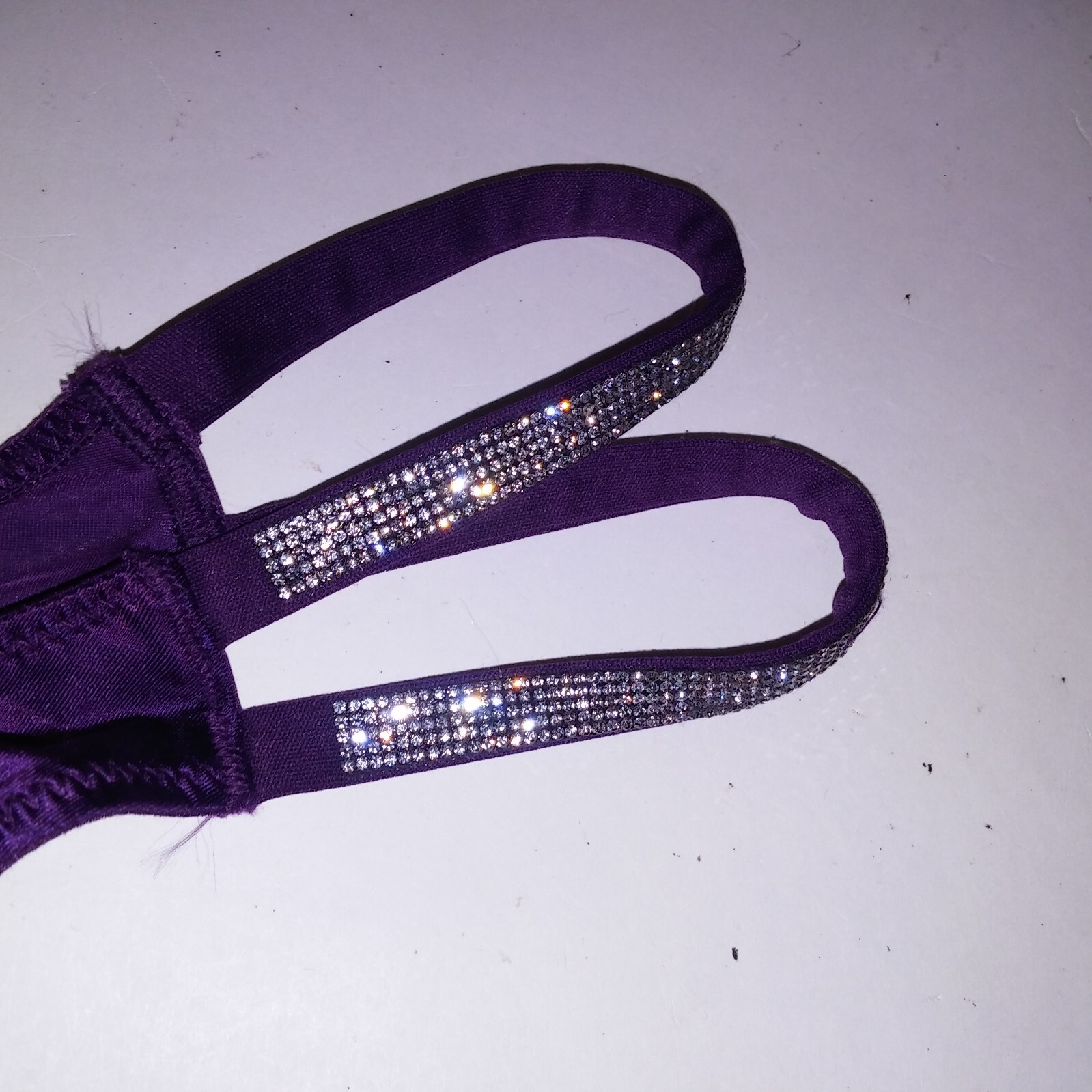 Victoria Secret Panty Thong Purple Silver Double Shine Strap Very Sexy Solid New