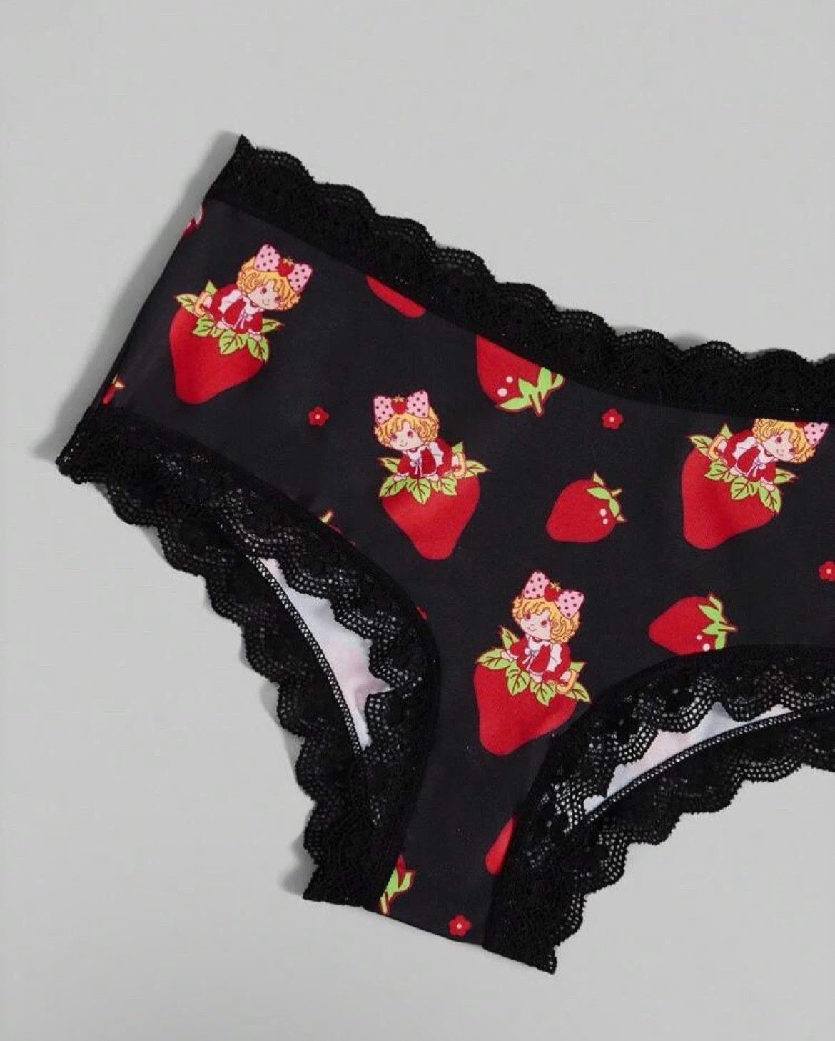 ROMWE X Strawberry Shortcake 3pc Underwear Lace Trim Panties y2k Kawaii Lolita