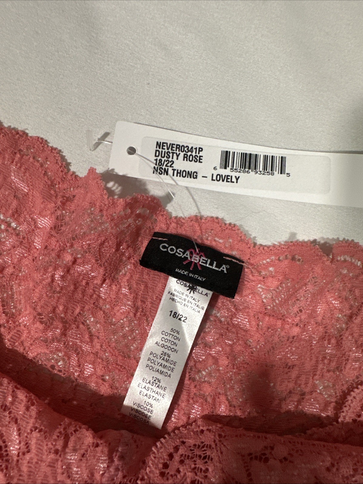 NWT Cosabella [ PLUS 18/20 2X ] Never Say Never Lovely Thong Dusty Rose T2181